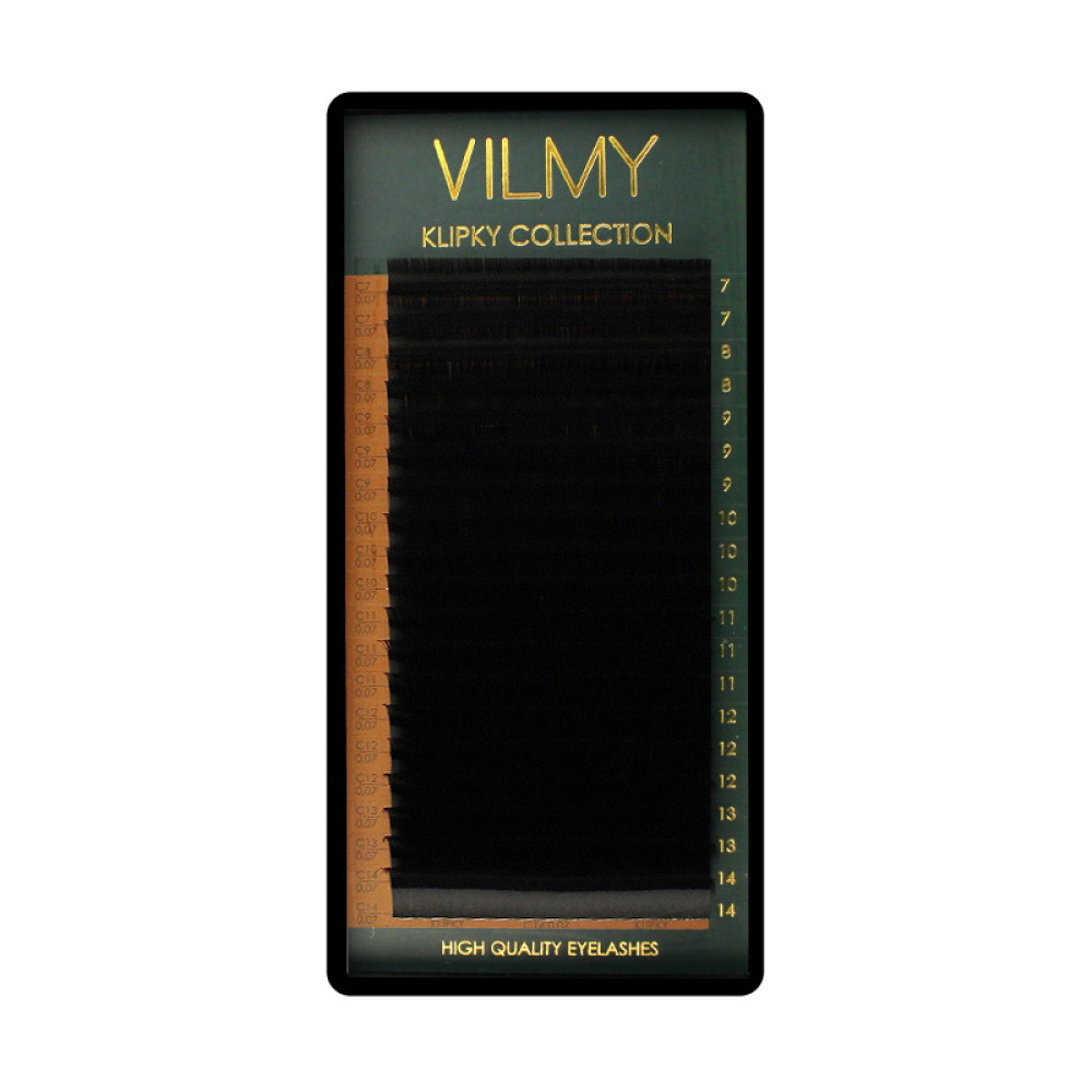 Ресницы Vilmy Klipky Black 20 рядов mix C 0.07 (7-14 мм) черные