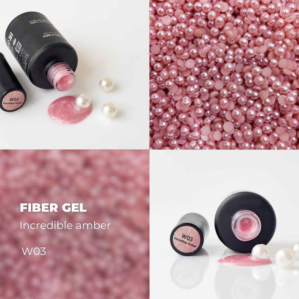 Гель моделюючий для нігтів Nails Molekula Euro Fiber Gel W03 Incredible Amber неймовірний бурштин 12 мл