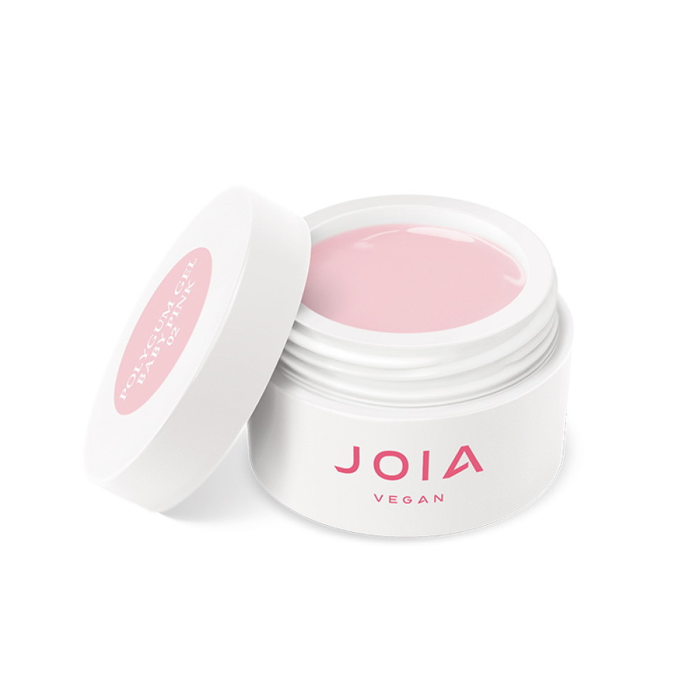 Гель-жвачка для моделирования и объемных дизайнов JOIA vegan Polygum Gel 02 Baby Pink бледно-розовый 15 мл