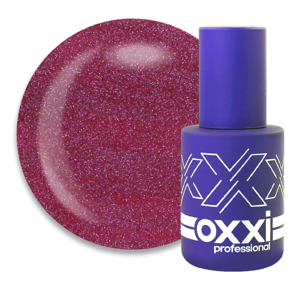 Гель-лак Oxxi Professional 025 червоно-малиновий з мікроблиском. 10 мл
