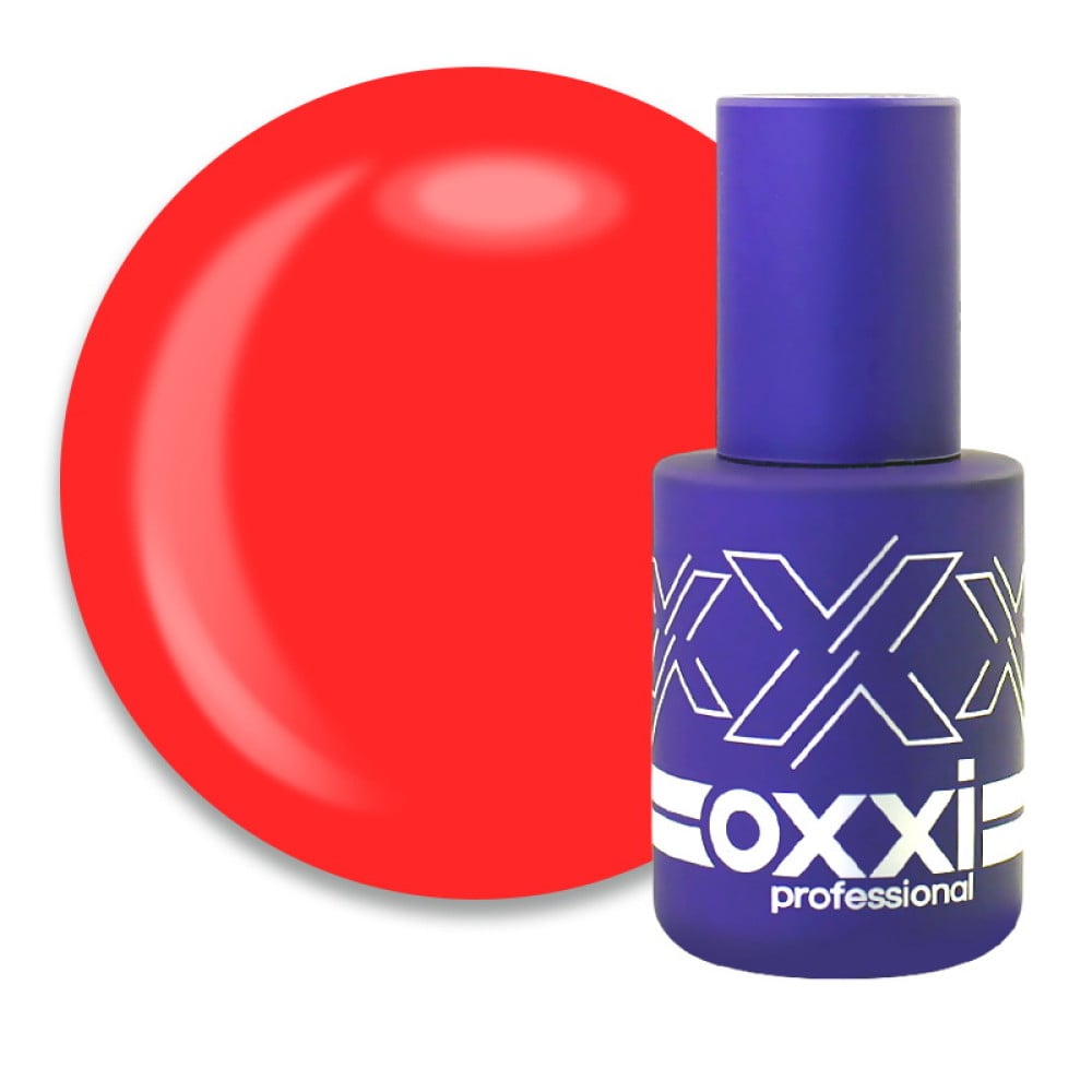 Гель-лак Oxxi Professional 164 яскравий червоно-помаранчевий неоновий. 10 мл
