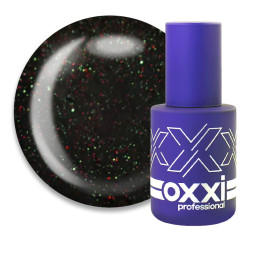 Гель-лак Oxxi Professional 239 чорний з червоно-зеленими дрібними блискітками. 10 мл