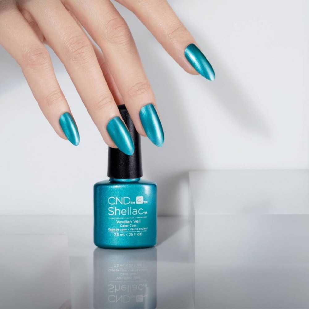 CND Shellac Nightspell Viridian Veil серебристо-изумрудный. 7.3 мл