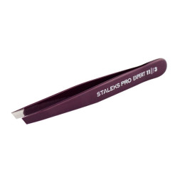 Пінцет для брів Staleks Expert 11 Type 3. широкі скошені кромки. 9.4 см. колір фіолетовий