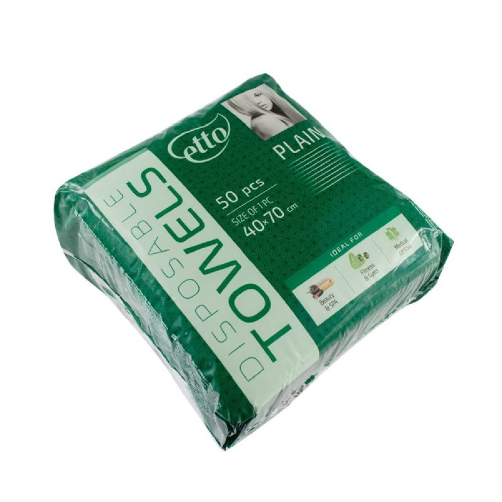 Одноразові рушники Etto Plain гладкі. 40х70 см. 50 шт.