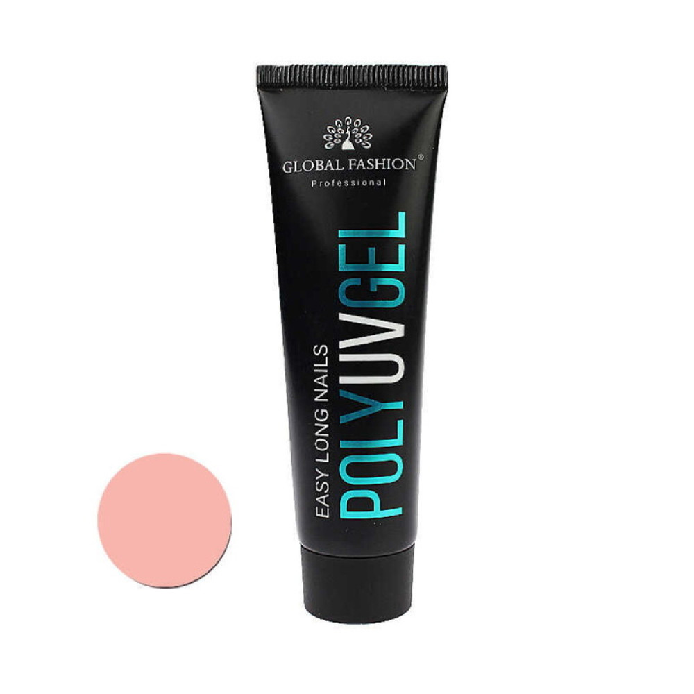 Полигель Global Fashion Poly Uv Gel Easy Long Nails 10. бежево-розовый. 30 мл
