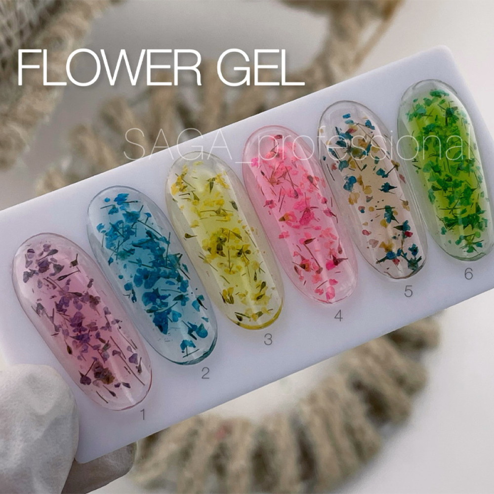 Гель Saga Professional Flower Gel 01 з сухоцвітом колір фіолетовий 5 мл