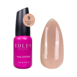 База каучукова для гель-лаку Edlen Professional Cover Base Nude 09 нюдовий темно-бежевий 9 мл