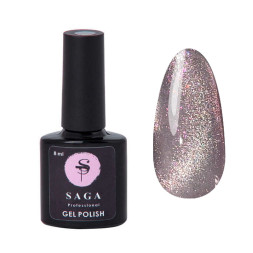 Гель-лак Saga Professional Cat Shine 08 сиренево-розовое сияние с серебристо-хрустальным бликом. 8мл