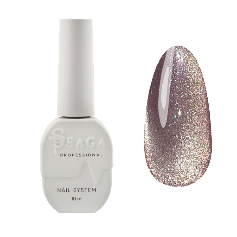 Гель-лак Saga Professional Cat Shine 03 бледный пурпурный с серебристо-хрустальным бликом. 10 мл