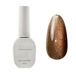 Гель-лак Saga Professional Cat Shine 11. палево-коричневий з сріблясто-кришталевим полиском 10 мл
