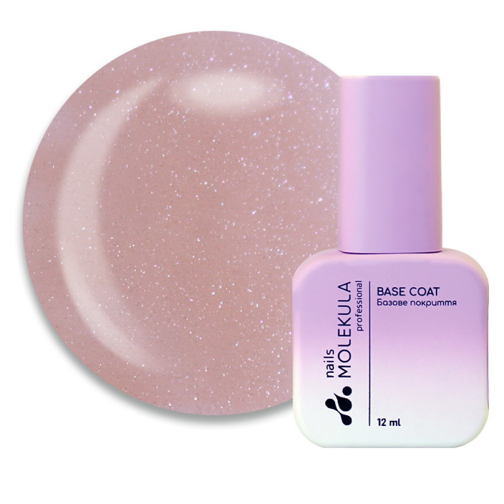 База камуфлююча для гель-лаку Nails Molekula Base Coat Beige Lotus з шимером. 12 мл