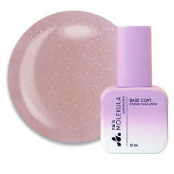 База камуфлююча для гель-лаку Nails Molekula Base Coat Beige Lotus з шимером. 12 мл