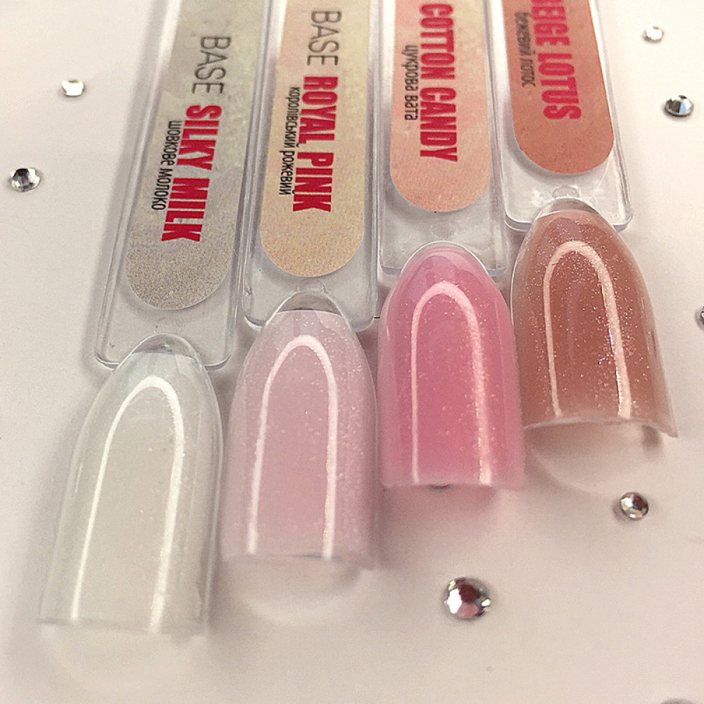 База камуфлирующая для гель-лака Nails Molekula Base Coat Cotton Candy с шиммером. 12 мл