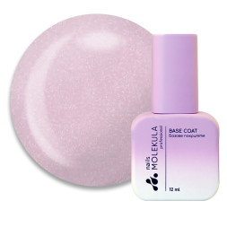 База камуфлююча для гель-лаку Nails Molekula Base Coat Royal Pink з шимером. 12 мл
