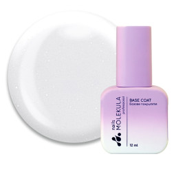 База камуфлююча для гель-лаку Nails Molekula Base Coat Silky Milk з шимером. 12 мл