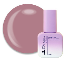 База камуфлююча для гель-лаку Nails Molekula Base Coat Rubber Nude Cover. рожево-коричнева. 12 мл