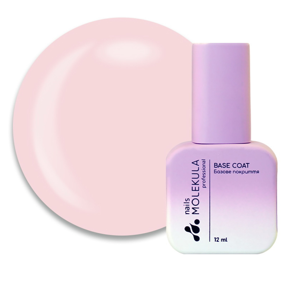 База камуфлирующая для гель-лака Nails Molekula Base Coat Rubber Nude Pastel. молочная. 12 мл