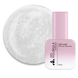 Топ для гель-лаку без липкого шару Nails Molekula Top Rubber Shine No Sticky з мікроблиском. 12 мл