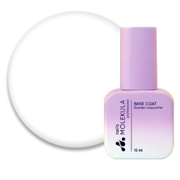 База камуфлююча для гель-лака Nails Molekula Base Coat Rubber Nude Coconut. біла. 12 мл