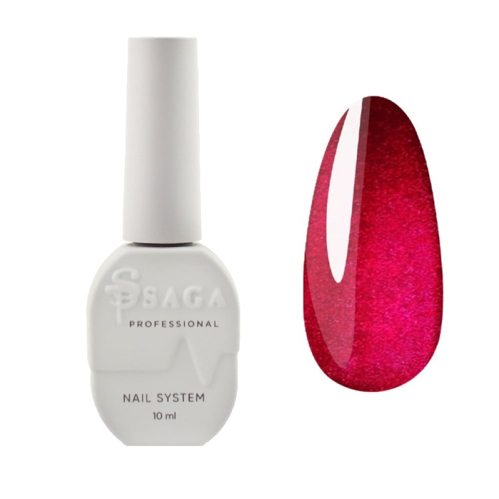 Гель-лак Saga Professional Cat Shine Cherry 13 малиновий зі сріблясто-кришталевим полиском 10 мл