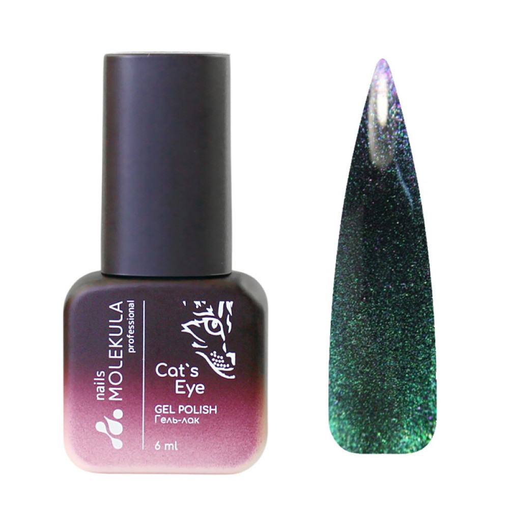 Гель-лак Nails Molekula 9D Cats Eye 901 фиолетово-сине-зеленый объемный блик. 6 мл