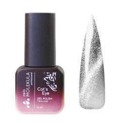 Гель-лак Nails Molekula 9D Crystal Cats Eye 907 серебро с кристальным бликом. 6 мл