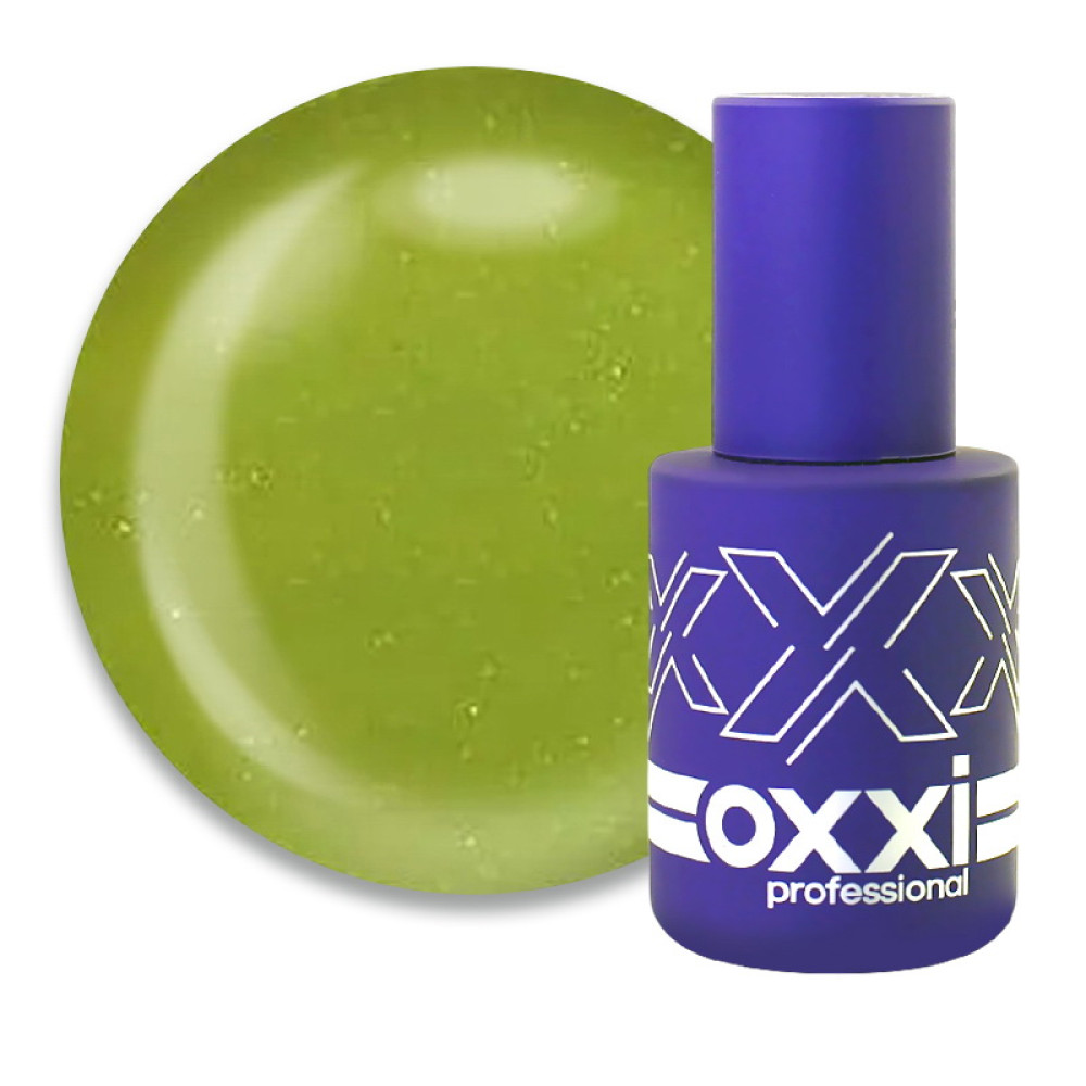Гель-лак Oxxi Professional 337 золотисто-оливковый с шиммерами. 10 мл