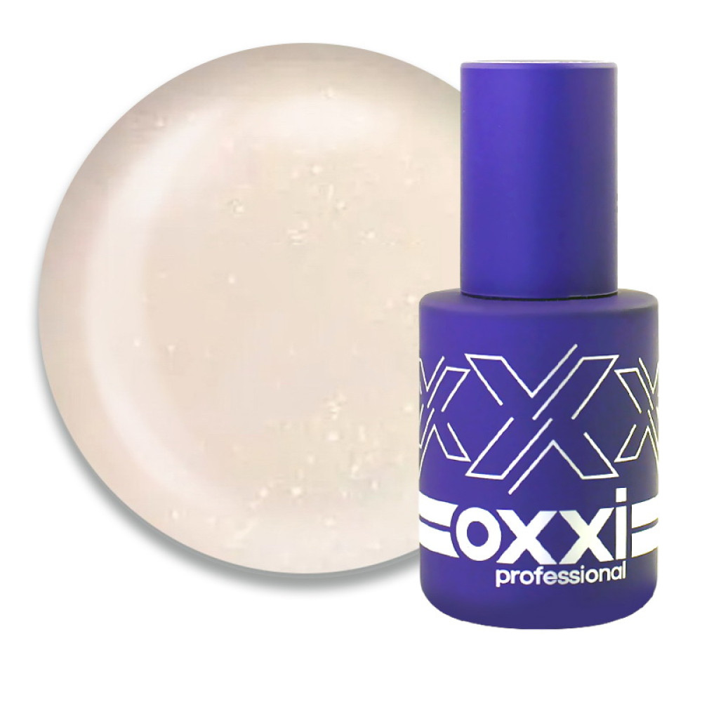 Гель-лак Oxxi Professional 338 молочный беж с серебристыми шиммерами. 10 мл