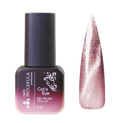 Гель-лак Nails Molekula 9D Quartz Cats Eye 910 кофейно-розовый. с розово-серебристым кварцевым бликом. 6 мл