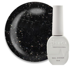 Гель-лак Saga Professional Fiery Gel 02 іскристий чорний зі світловідбиваючими шимерами та дрібними блискітками 10 мл
