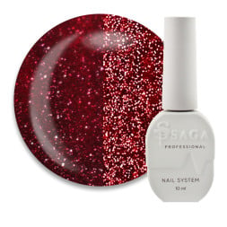 Гель-лак Saga Professional Fiery Gel 03 іскристий бордово-червоний зі світловідбиваючими шимерами та дрібними блискітками 10 мл