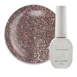 Гель-лак Saga Professional Fiery Gel 05 какао зі світловідбиваючими шимерами та дрібними блискітками 10 мл