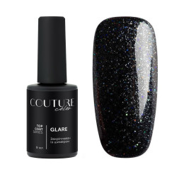 Топ для гель-лаку без липкого шару Couture Color Glare Top Coat 01 із сріблясто-переливчастими шимерами 9 мл