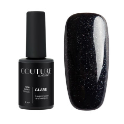 Топ для гель-лаку без липкого шару Couture Color Glare Top Coat 02 із сріблястими шимерами 9 мл