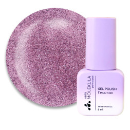 Гель-лак Nails Molekula Flash Effect F03. світловідбиваючий лілово-сірий з блискітками і шимерами. 6 мл