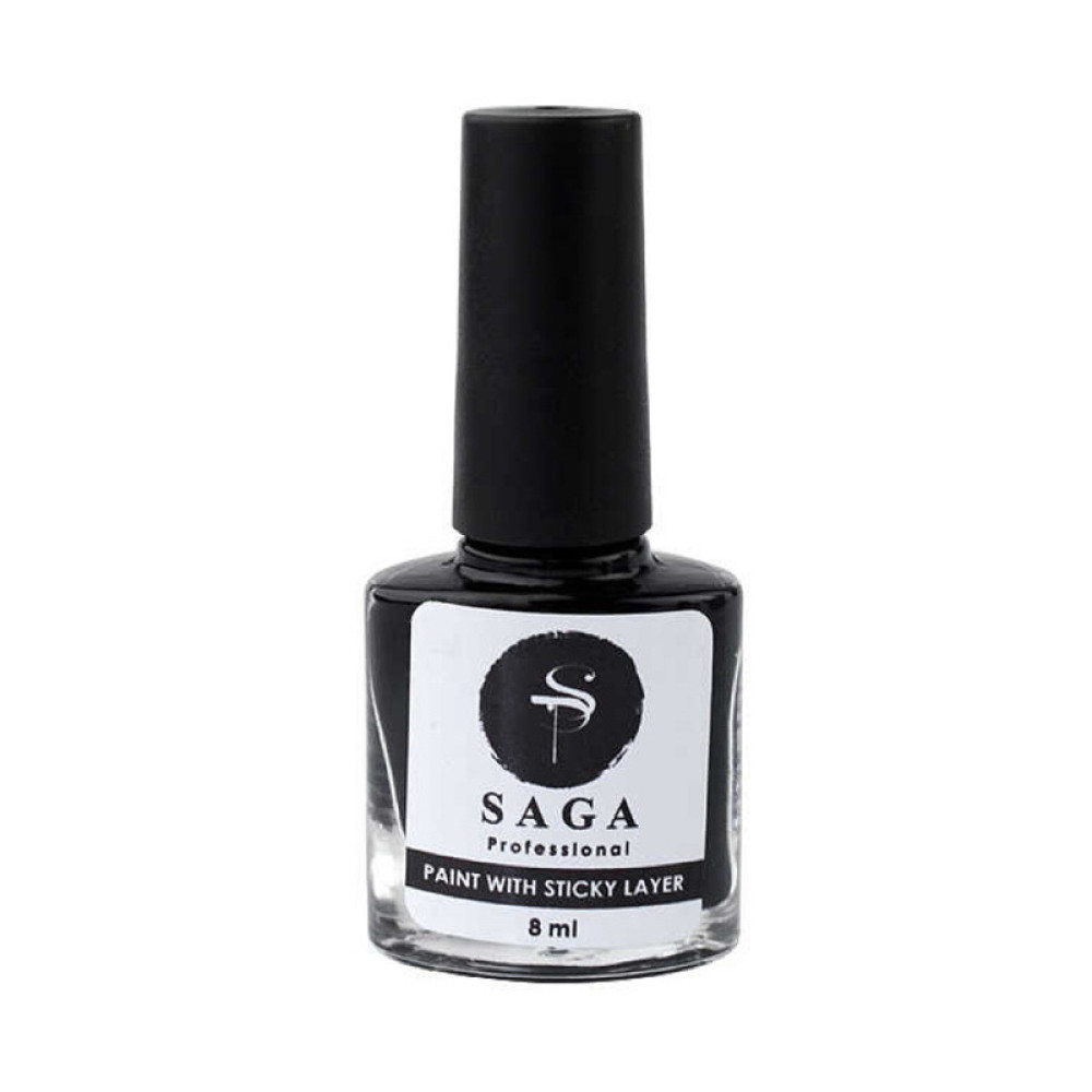Лак-краска для стемпинга с липким слоем Saga Professional Stamping Paint With Sticky Layer черный. 8 мл