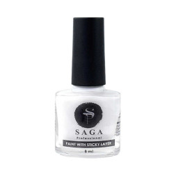 Лак-фарба для стемпінгу з липким шаром Saga Professional Stamping Paint With Sticky Layer білий. 8 мл