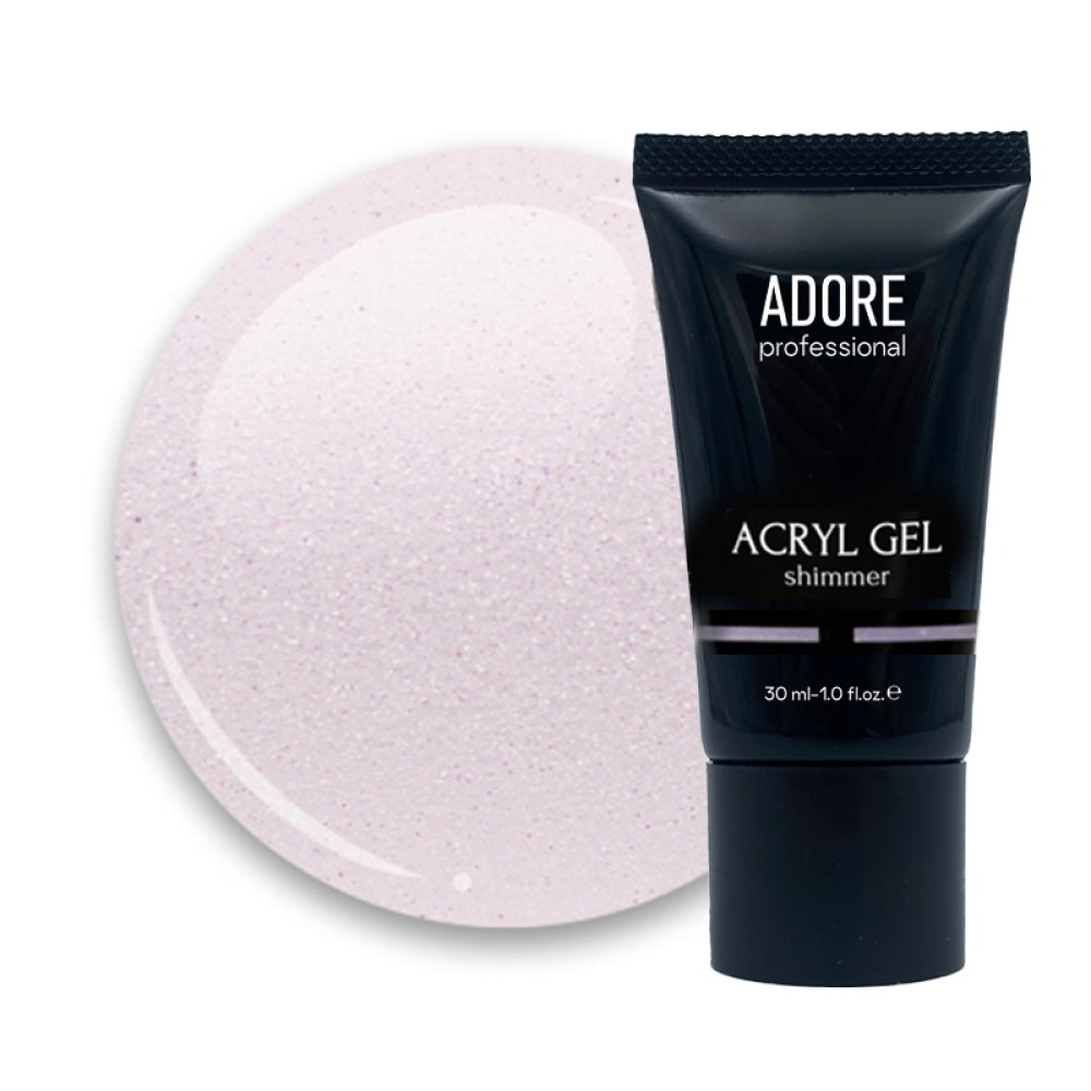 Акрил-гель Adore Professional Acryl Gel Shimmer 03 Pink Comet. молочный с мелким розовым шиммером. 30 мл