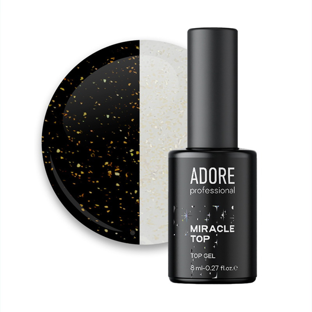 Топ для гель-лаку без липкого шару Adore Professional Miracle Top 07 Golden Shimmer з золотими блискітками 8 мл