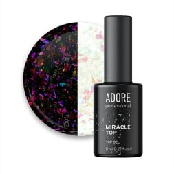 Топ для гель-лаку без липкого шару Adore Professional Miracle Top 08 Pink Yuki з рожевими пластівцями Юкі. 8 мл