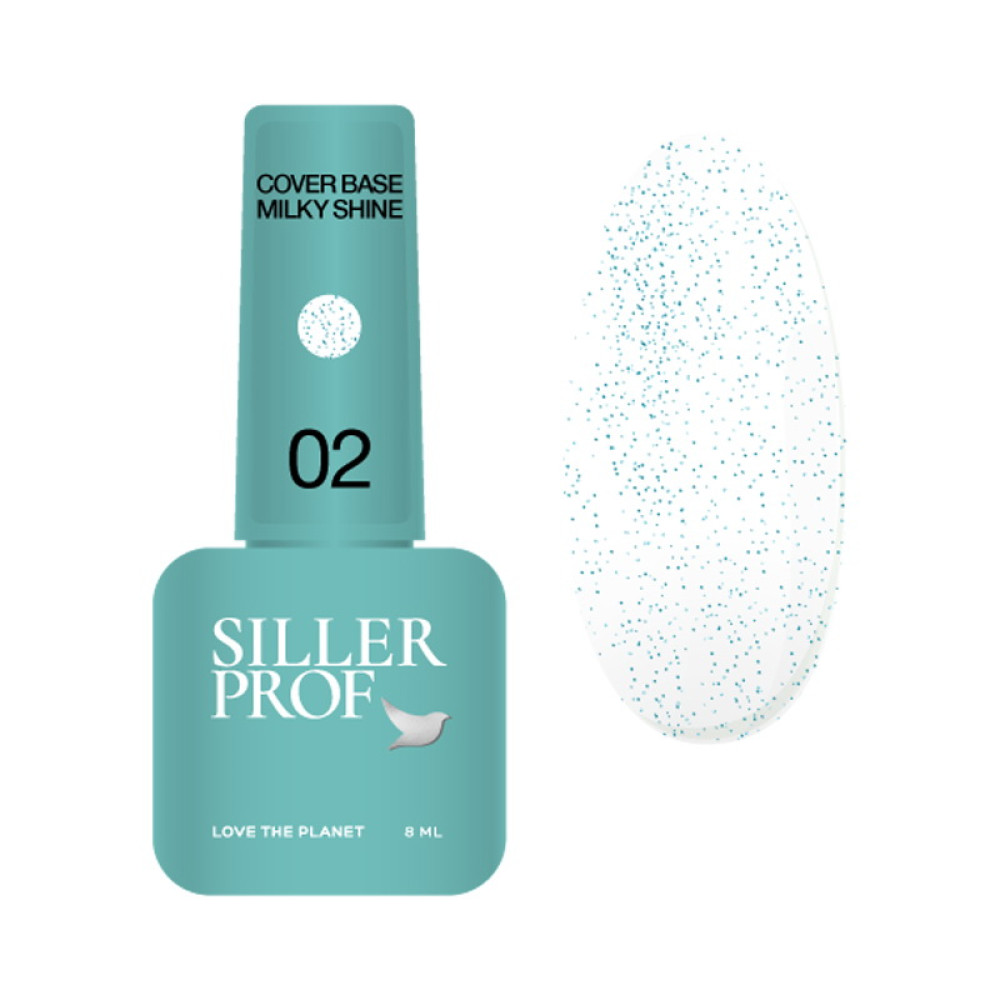 База камуфлююча каучукова Siller Professional Cover Base Milky Shine 002 молочний з синім мерехтінням 8 мл
