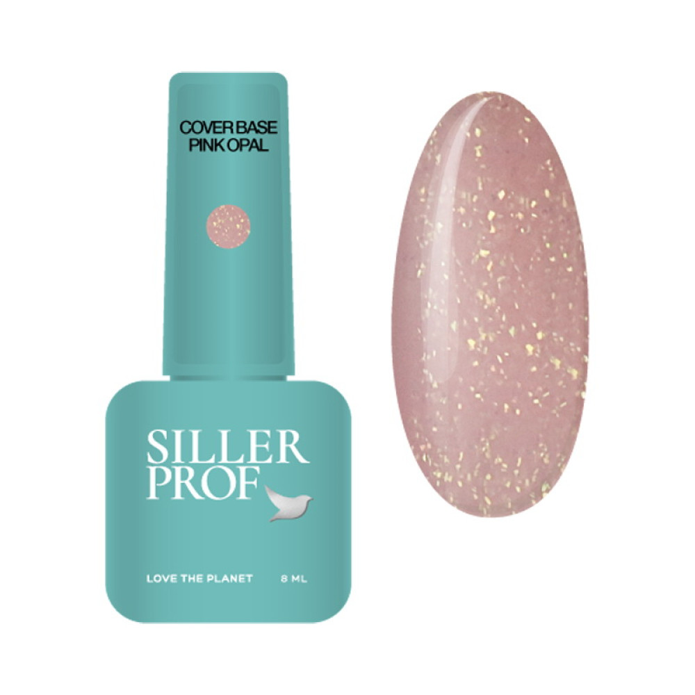 База камуфлирующая каучуковая Siller Professional Cover Base Pink Opal. нежно-розовый с мелким золотым шиммером. 8 мл