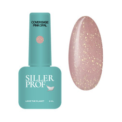 База камуфлююча каучукова Siller Professional Cover Base Pink Opal. ніжно-рожевий з мілким золотим шиммером. 8 мл