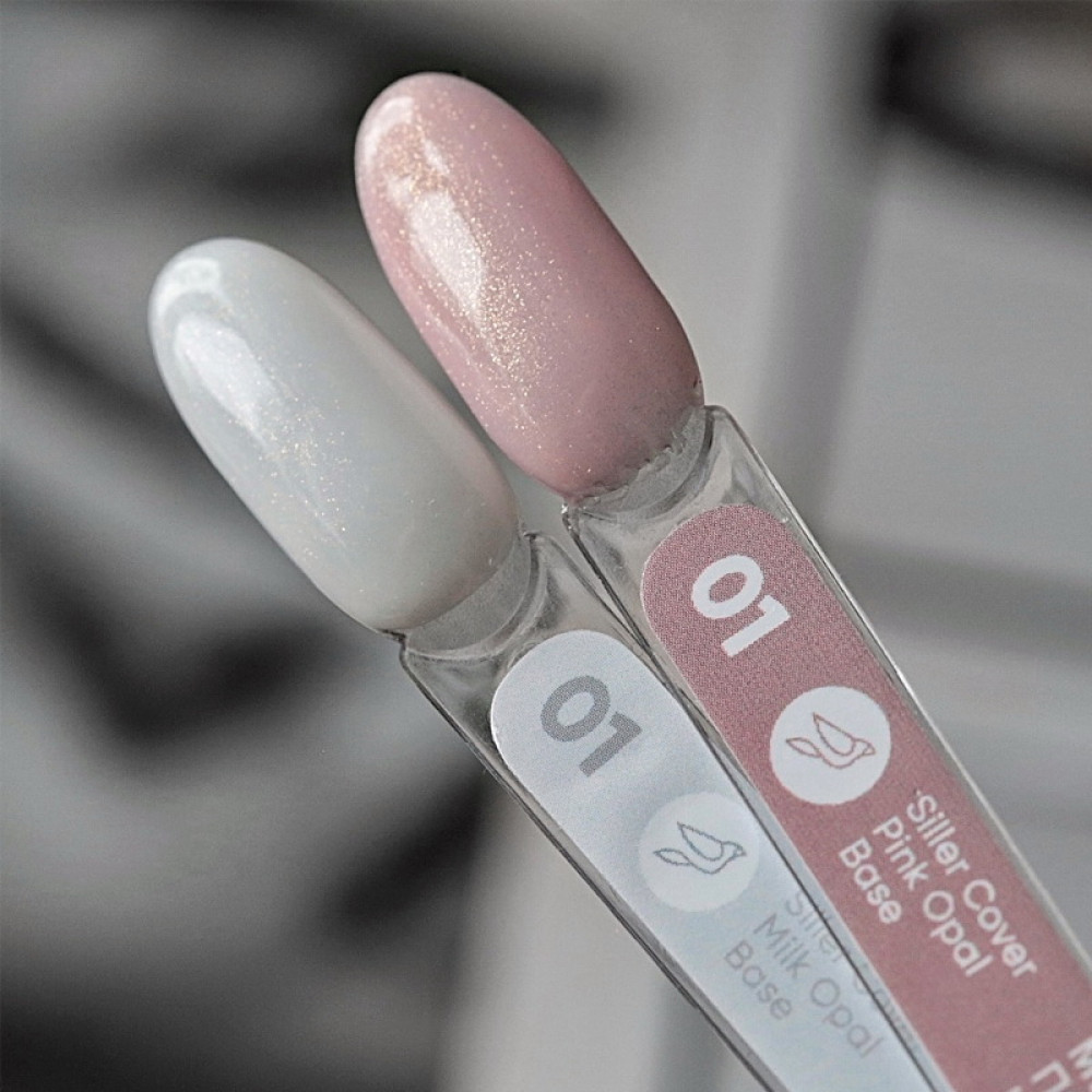 База камуфлирующая каучуковая Siller Professional Cover Base Pink Opal. нежно-розовый с мелким золотым шиммером. 30 мл