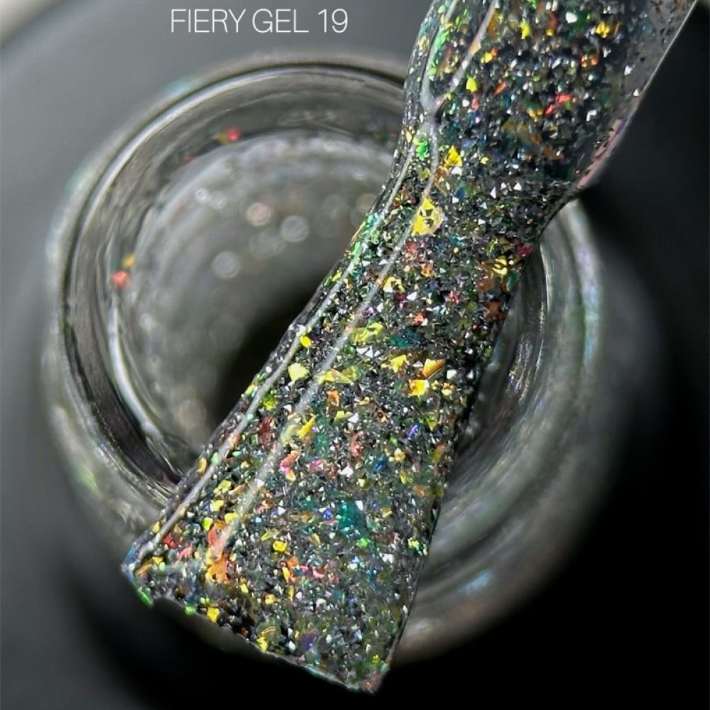 Гель-лак Saga Professional Fiery Gel 19 зі світловідбиваючими шиммерами та блискітками 10 мл