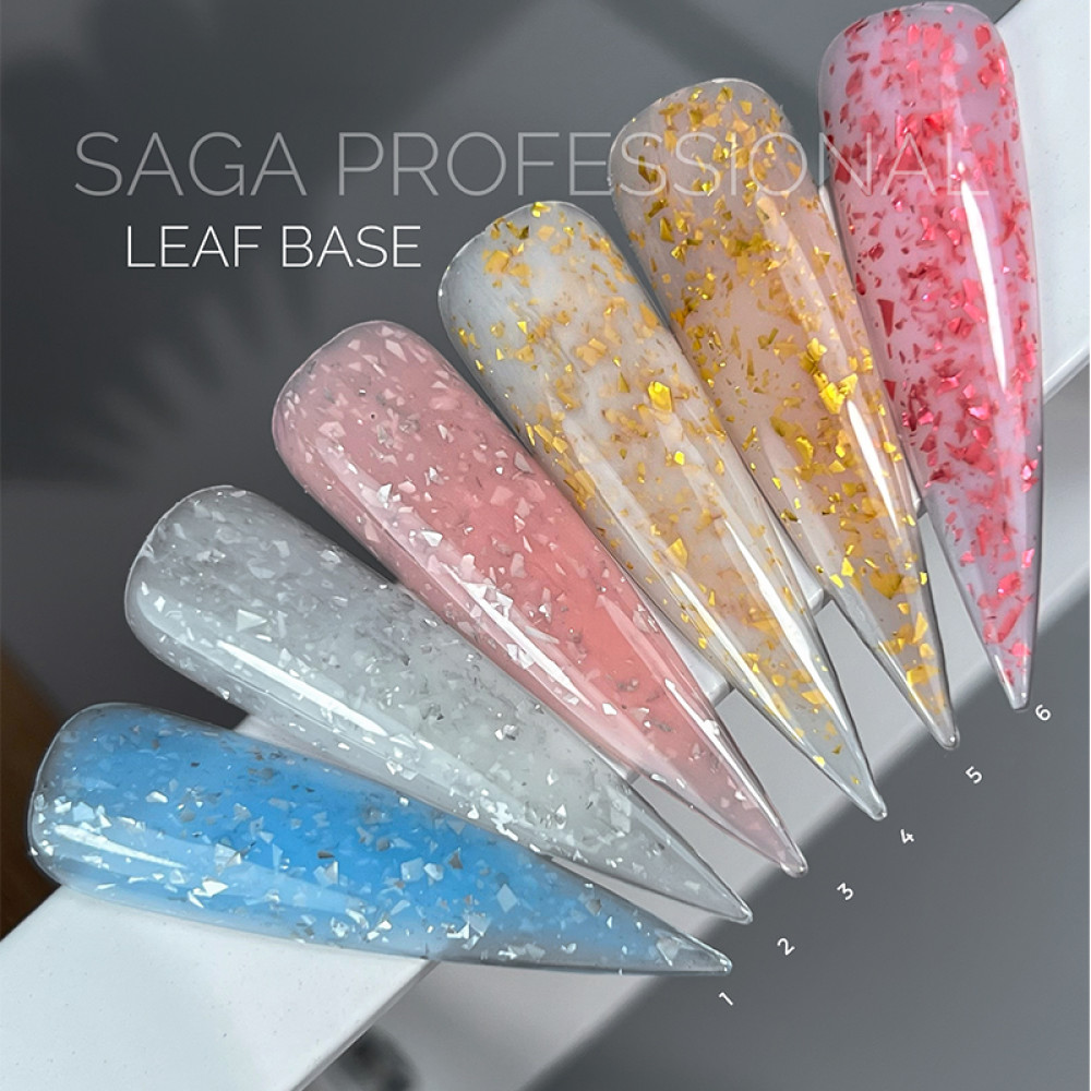 База цветная Saga Professional Leaf Base 005 кофейный крем с золотыми хлопьями потали 9 мл