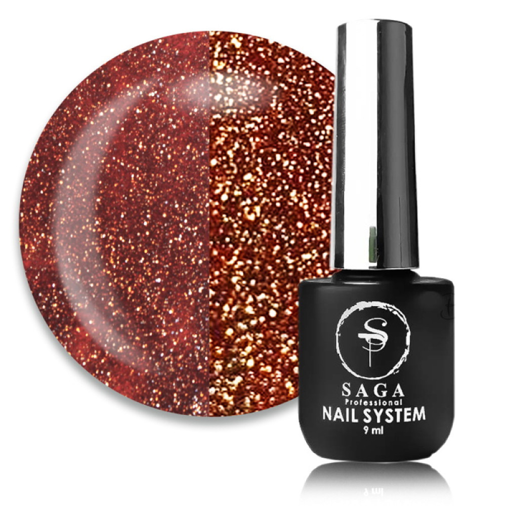 Гель-лак Saga Professional Fiery Gel 22 зі світловідбиваючими шимерами та блискітками 9 мл