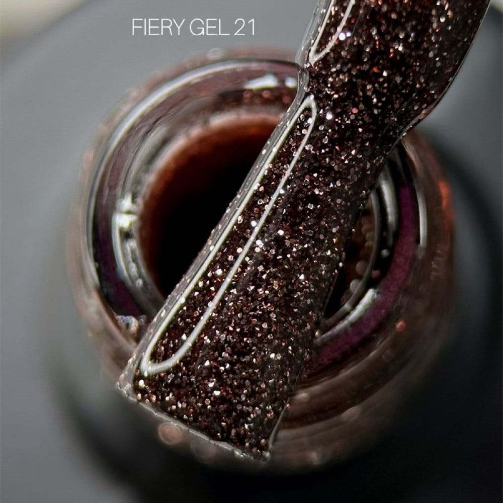 Гель-лак Saga Professional Fiery Gel 21 зі світловідбиваючими шимерами та блискітками 10 мл