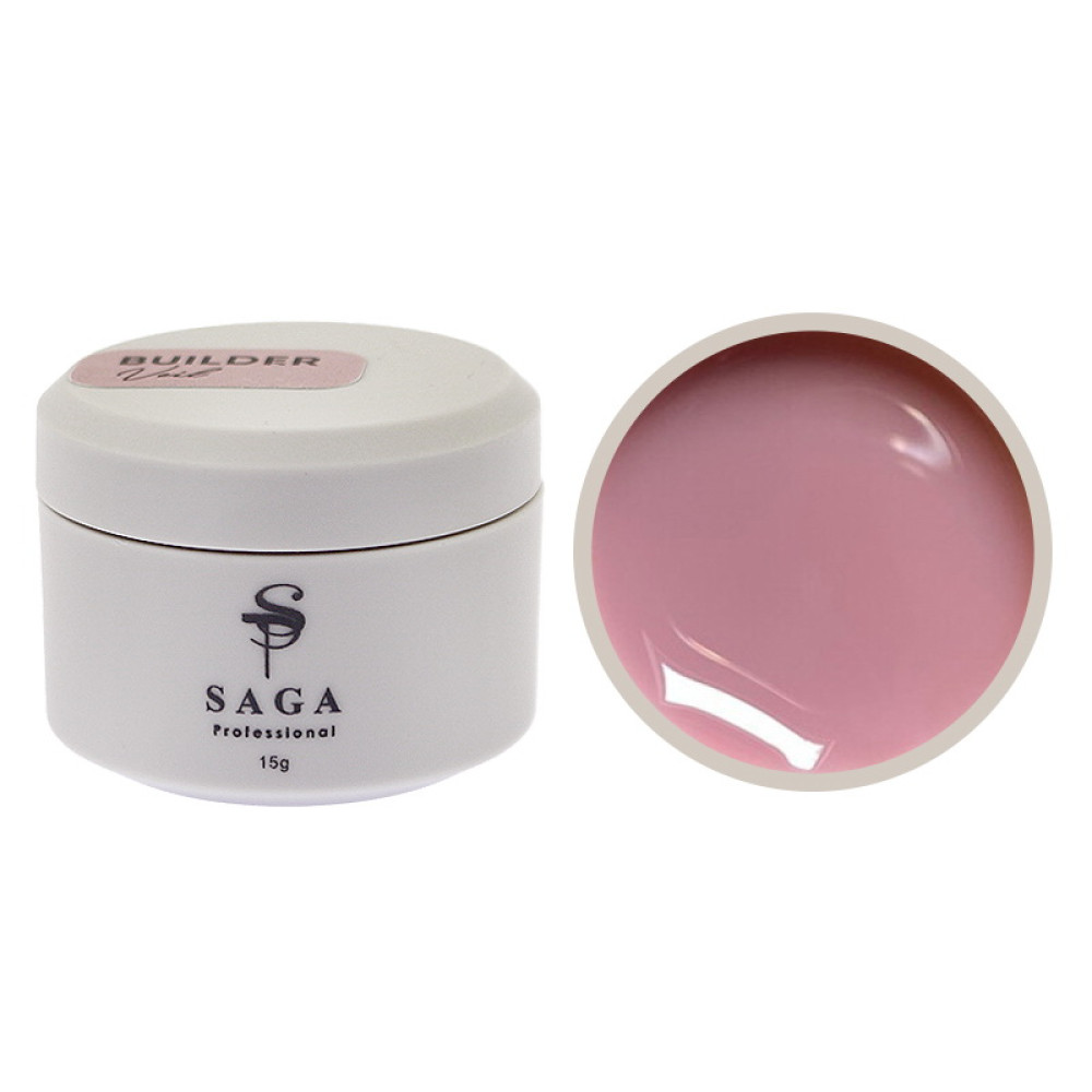 Гель для нарощування Saga Professional Builder Gel Veil 01 Cover Pink камуфлюючий рожевий 15 мл